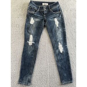 Almost famous Jeans Women's Size 3 Distressed Low rise Blue Denim Skinny
Used